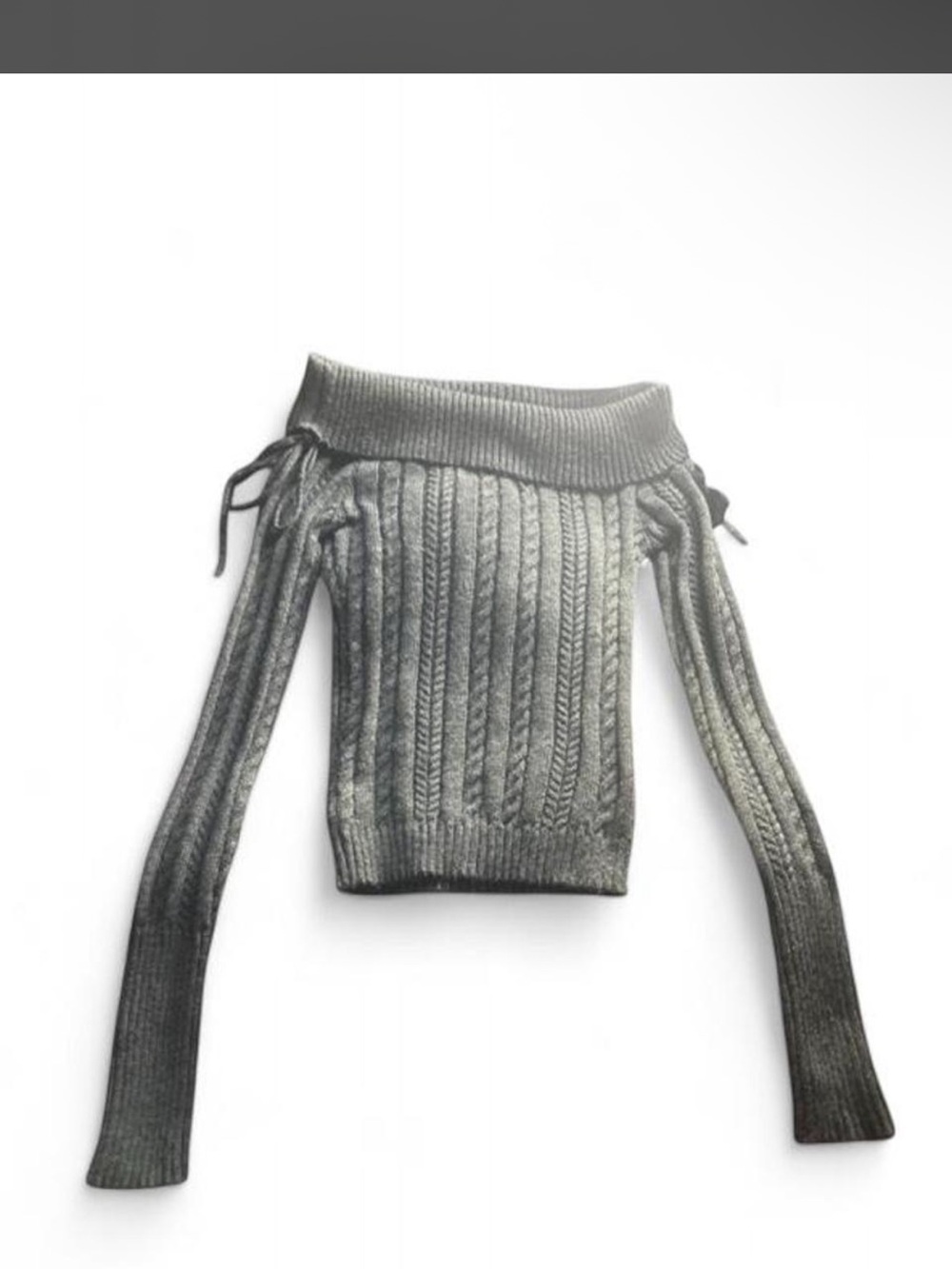 Dolls Kill Gray Off-the-Shoulder Cable Knit Sweater